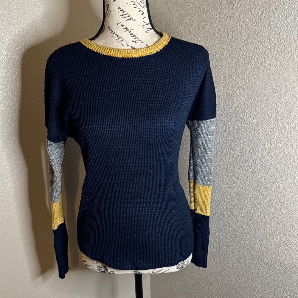 SO Navy and Yellow Colorblock Sweater